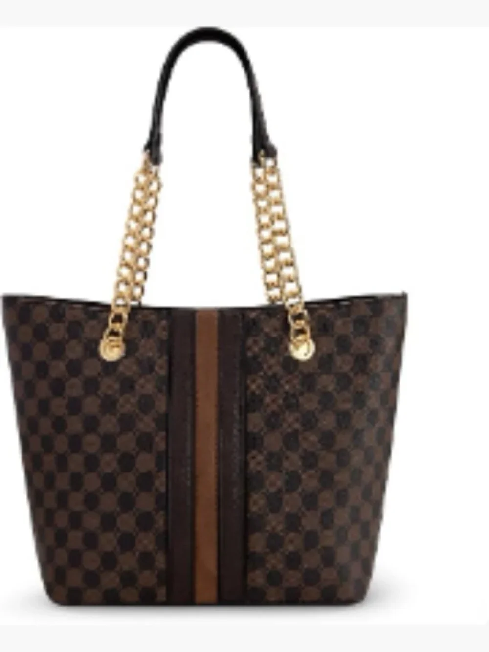 Faux Leather Tote Bag with Chain Handles for Women, Satchel Purse with Zipper